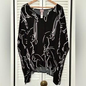 Black and White Parrot Patterned Top